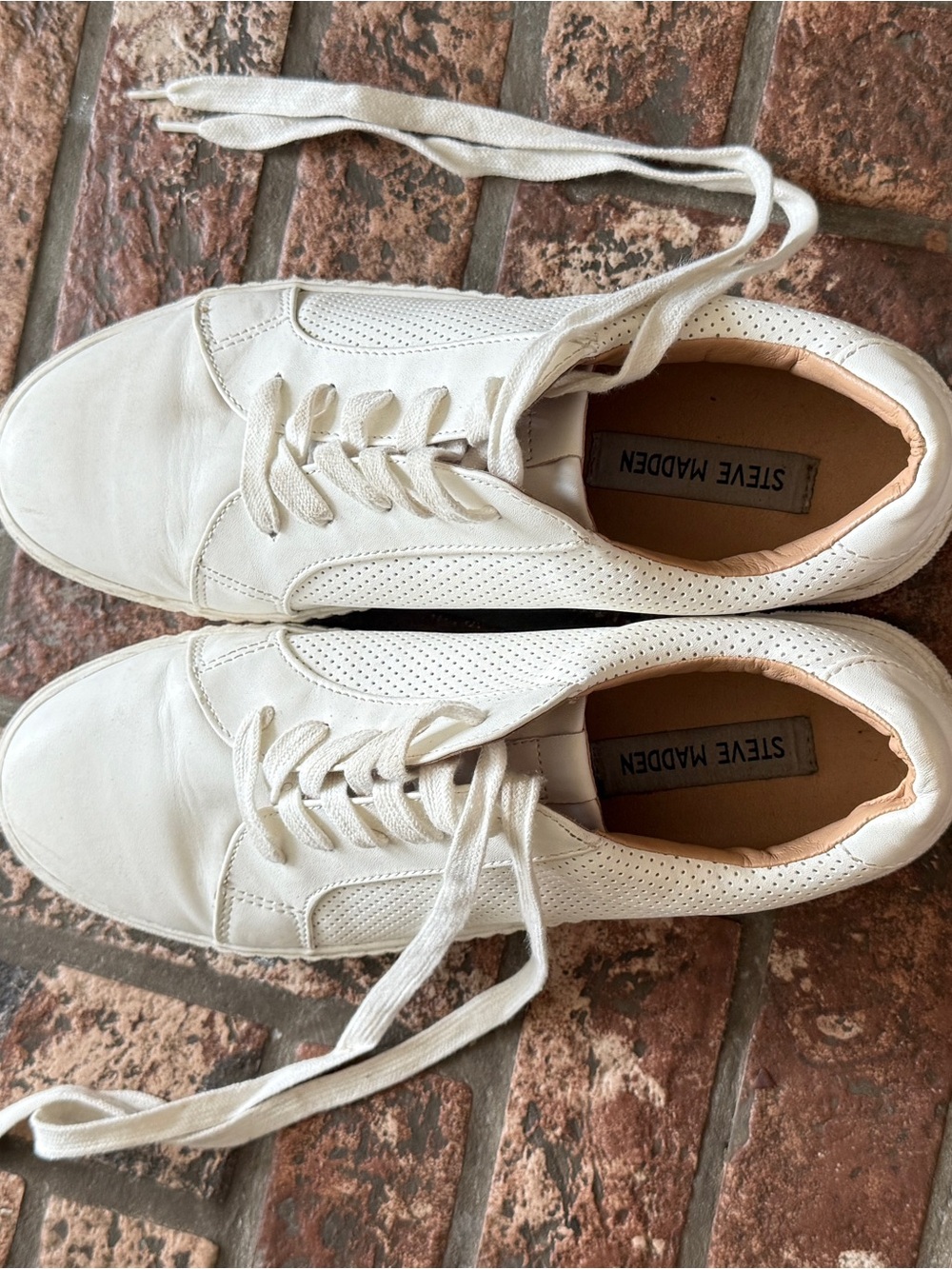 Steve Madden Women’s White Leather Sneakers